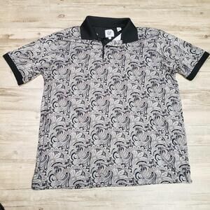 Kilburne Finch Polo Shirt Mens XL Black Paisley Pattern Stretch Golf Casual